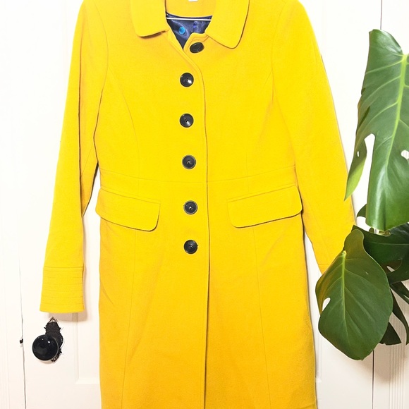Boden Mustard Wool Coat British Chic Kate Middleton Style Tailored Button Front - Picture 4 of 10